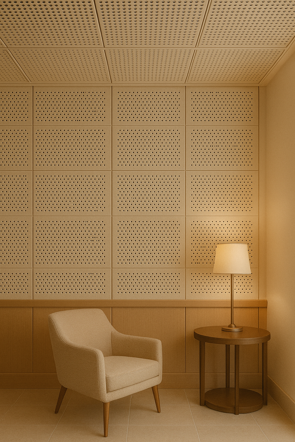 Gold Perforated Acoustic Metal Ceiling Panel for Hotel Reception Area