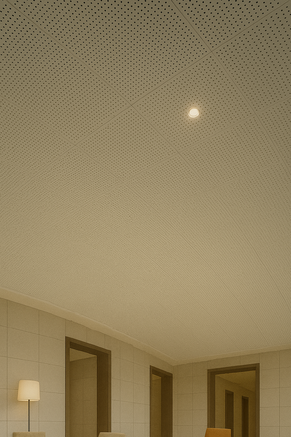 White Perforated Acoustic Metal Ceiling Panel for Hotel Lobby