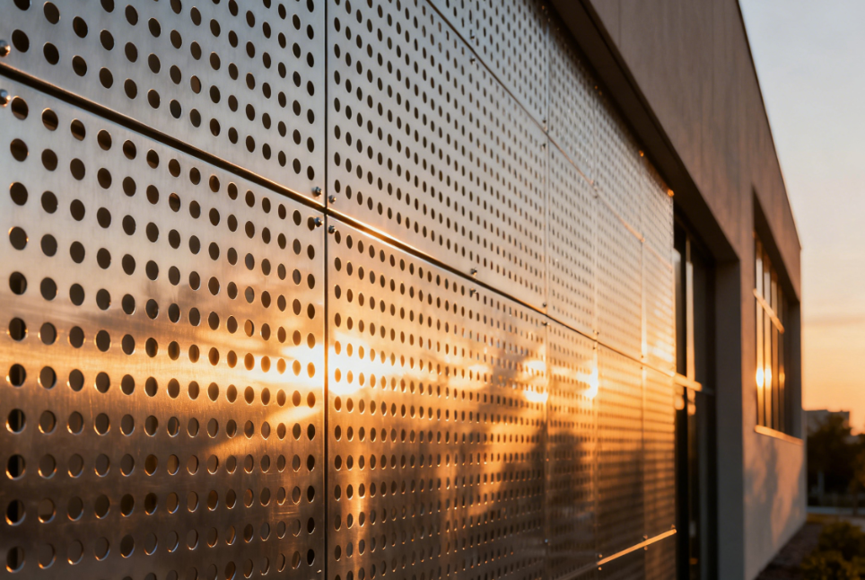 Shielding Sub-Facility Walls: Integrated Metal Sunshade and Narrow Venting Path Solutions