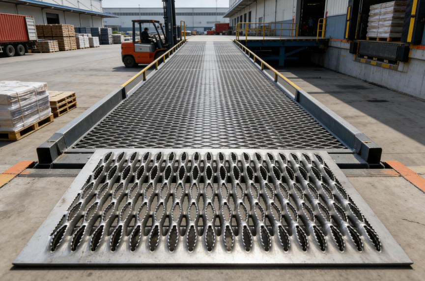 Stainless Steel Crocodile Mouth Perforated Grating for Food Factory Flooring