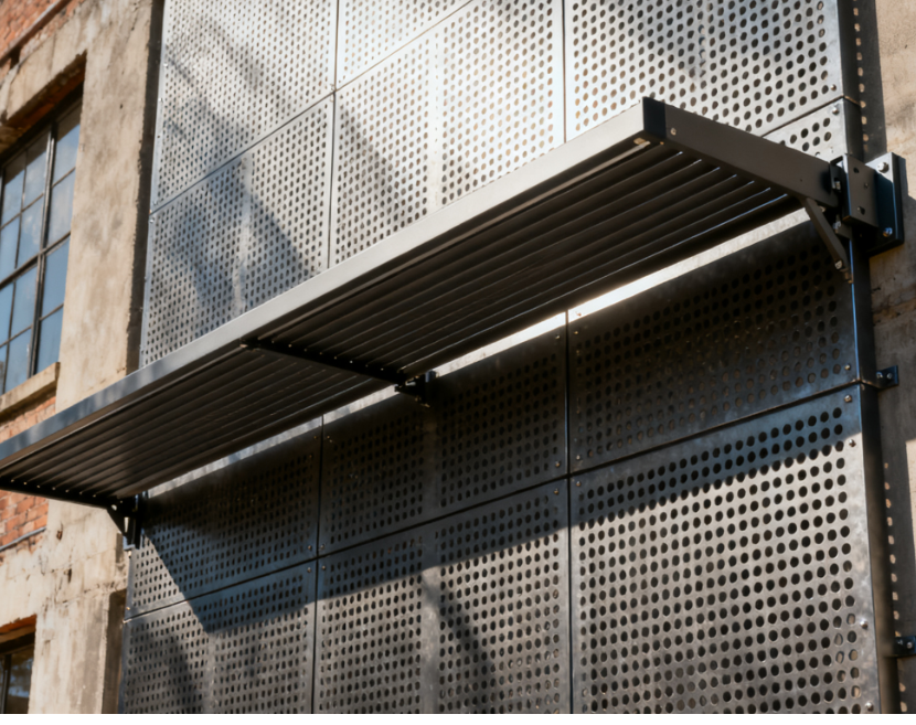 Standalone Unit Facade with Sunshade and Ventilation Perforated Metal Cladding