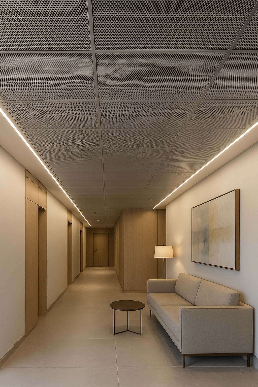 White Perforated Acoustic Metal Ceiling Panel for Hotel Lobby