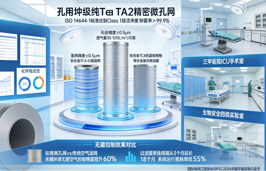 Titanium Micro‑Perforated Mesh for Medical & Cleanroom Air Control