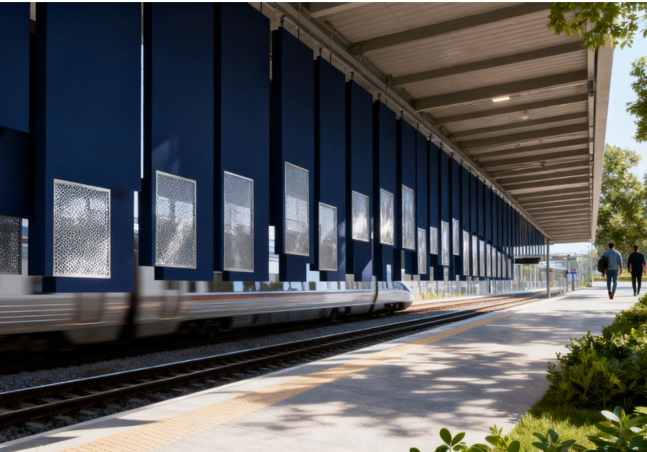 Triple-Function Perforated Façade: Shade, Ventilation & Sound Control