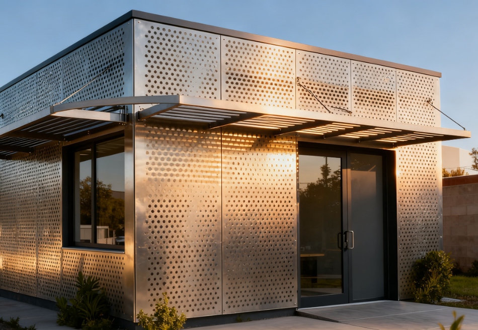 Utility Zone Sunshade & Ventilation Perforated Metal Cladding with Anti‑Dust Coating for Industrial and Service Areas