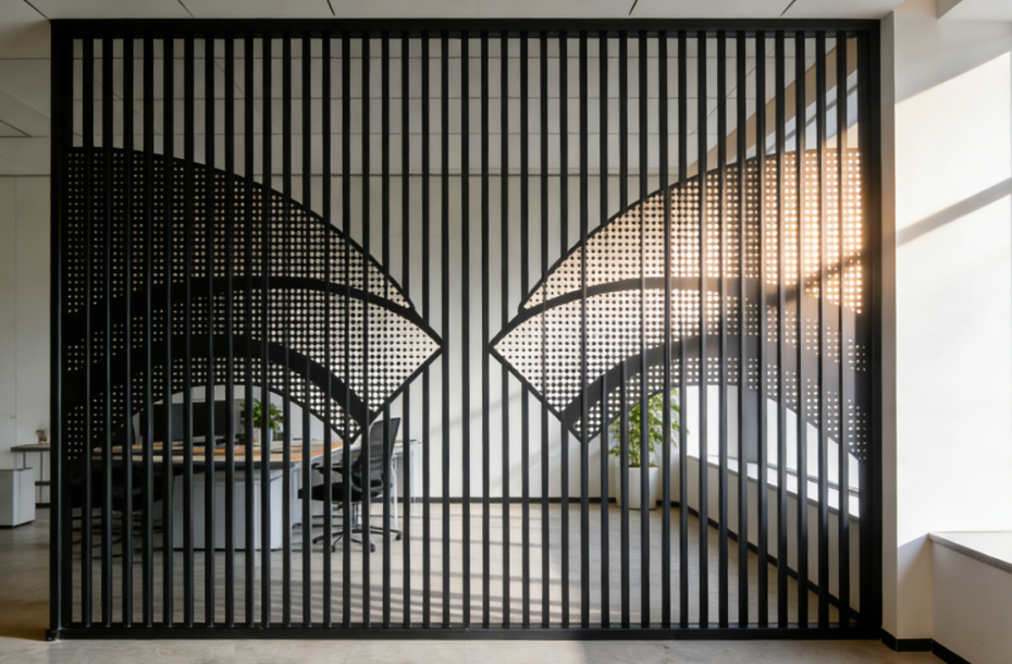 Vertical Metal Partitions with Custom Perforation Art: Case Studies & Optimization
