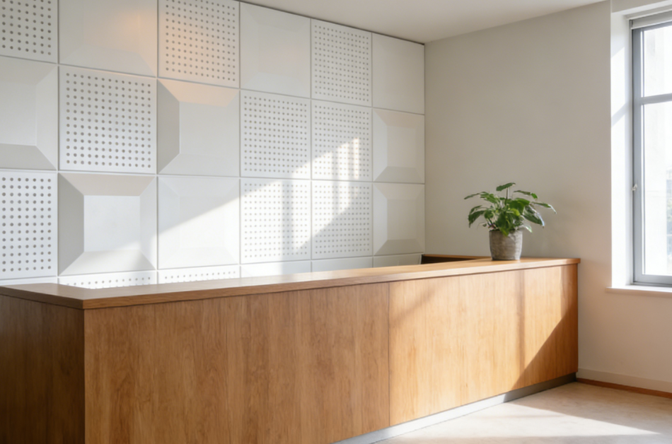White Powder‑Coated Perforated Panels for Wellness Centers – Aesthetic Cleanliness & Acoustic Serenity
