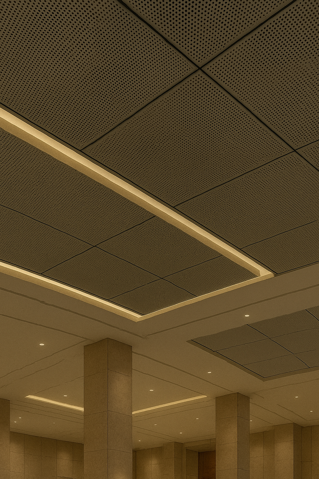 Gold Perforated Acoustic Metal Ceiling Panel for Hotel Reception Area