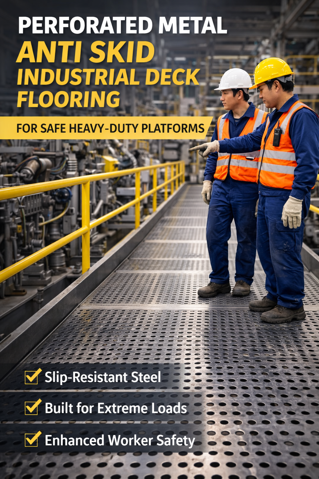 Perforated Metal Anti Slip Maintenance Catwalk Flooring for Industrial Service Platforms