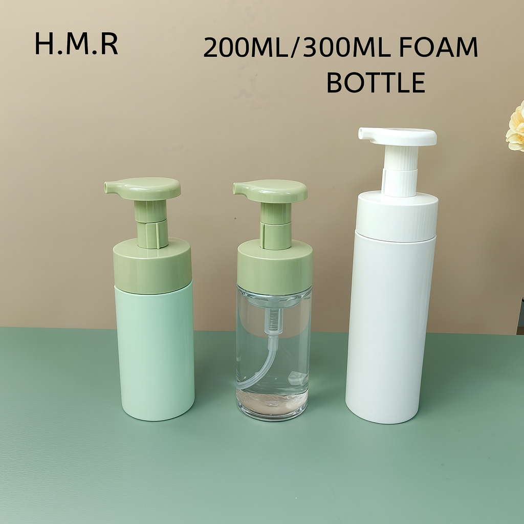 200ml/300ml Minimalist Foam Pump Bottle – Clear Plastic Refillable Dispenser for Soap or Cleanser