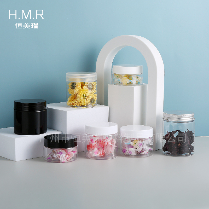 50ml/150ml Clear Plastic Storage Jars with White Screw Lids