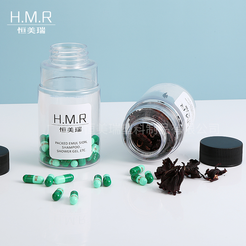 180ml Clear Plastic Pill Bottles with Black Screw Caps