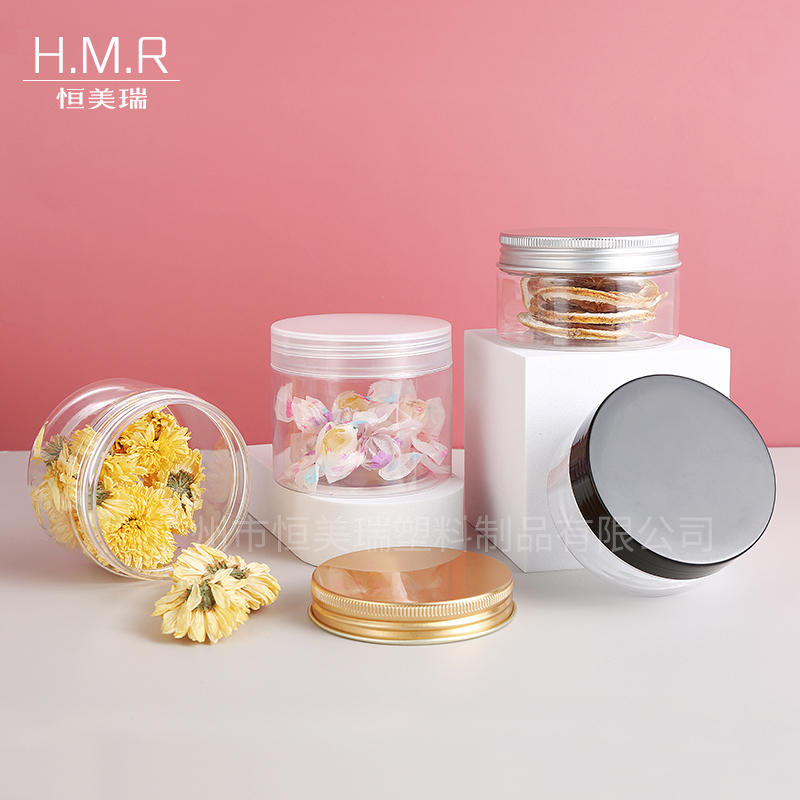 250ml Clear PET Plastic Jars with Gold Screw Lid