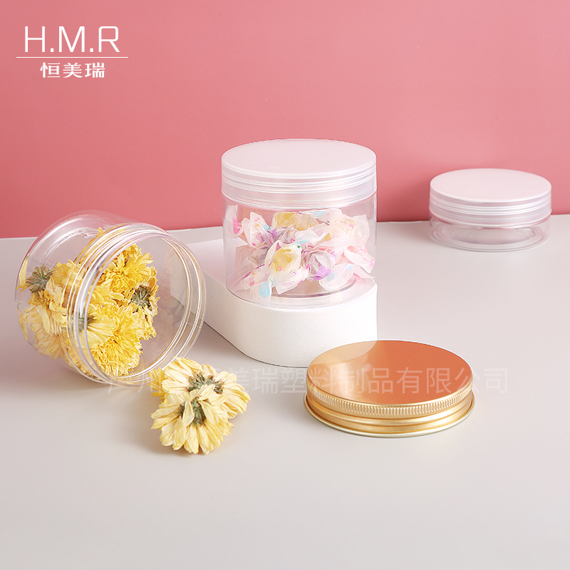 250ml Clear PET Plastic Jars with Gold Screw Lid