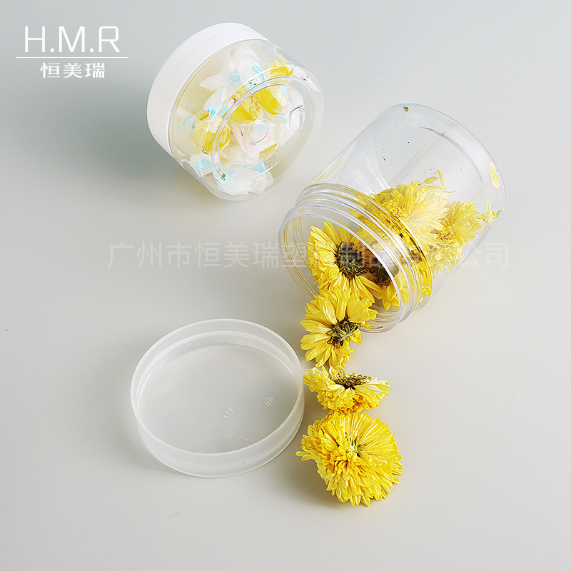 50ml/150ml Clear Plastic Storage Jars with White Screw Lids
