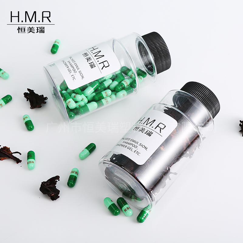 180ml Clear Plastic Pill Bottles with Black Screw Caps