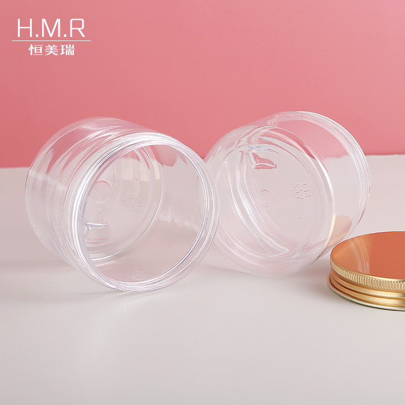 250ml Clear PET Plastic Jars with Gold Screw Lid