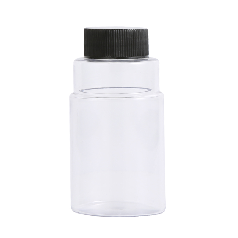 180ml Clear Plastic Pill Bottles with Black Screw Caps