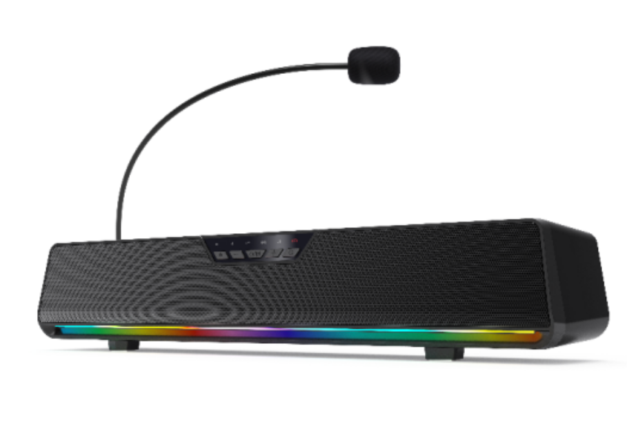 Modern Dynamic RGB Gaming Computer Soundbar USB Powered Bluetooth Desktop Speaker With Microphone and volume control （SP-260）| OEM/ ODM Manufacturer