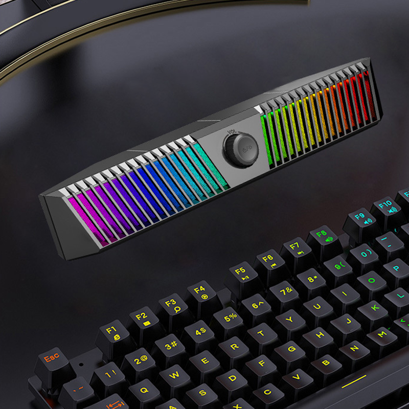 RGB Gaming Soundbar USB Wired Stereo Speaker with Volume Knob for PC & Laptop
