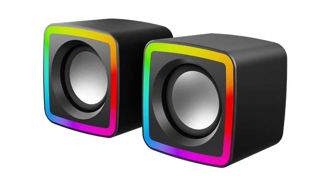 RGB USB Powered Mini Desktop Stereo Speakers for PC, Laptop & Gaming Setup, Compact Design with Inline Volume Control for Everyday Use (SP-200)
