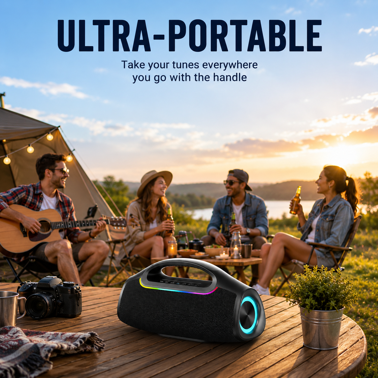 OEM 30W Black Bluetooth Wireless Portable Speaker with RGB Light （SP-602）