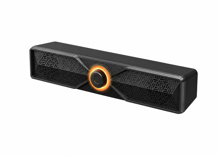 Bluetooth 5.4 Wireless Soundbar Speaker with LED Light Ring, 316mm Compact Audio Bar