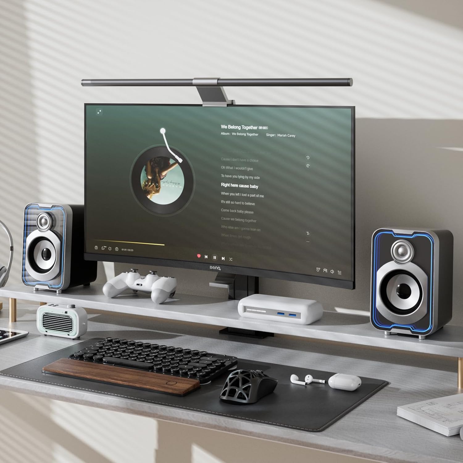 Mirror Ti Pro Audio Sound System Computer Stereo Sound 10 Watts Peak Power PC Speakers with Dynamic Lighting for Laptop Phone