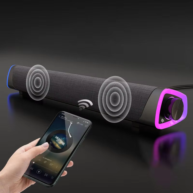 Hot Selling Big Sound 10W Power Bass Creative Hifi Wireless Stereo Music Surround Subwoofer PC Wired Loudspeakers with RGB Light