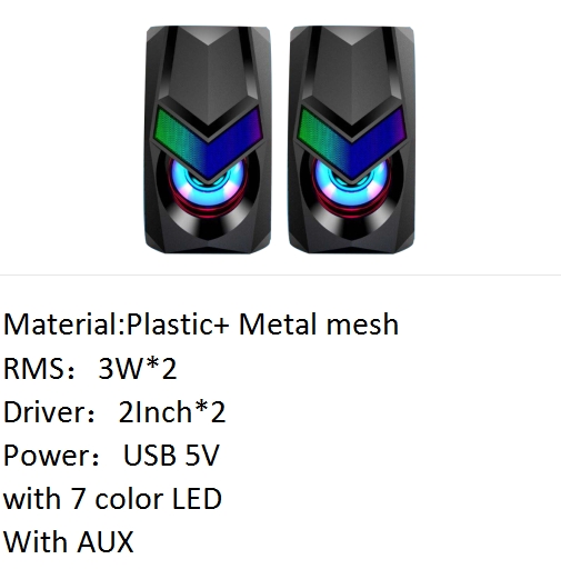 Latrodar Computer Speaker 2PCS RGB Backlight Secure Ion PC Speakers for Desktop Mini Gaming  Home Stuff