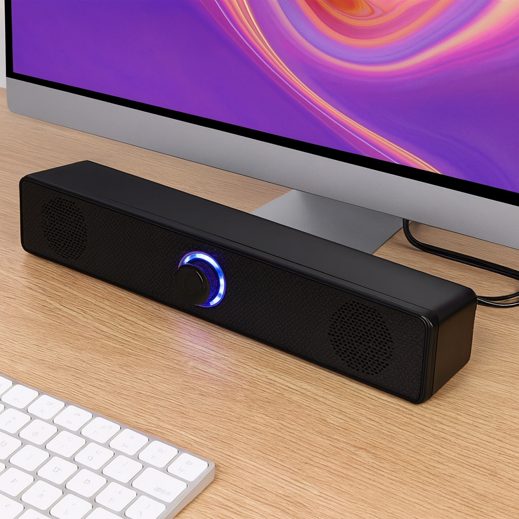 Popular OEM Wholesale Laptop Desktop Audio Woofer USB Computer Stereo Wired Blue Lights Soundbar Speaker Low-cost Manufacturers
