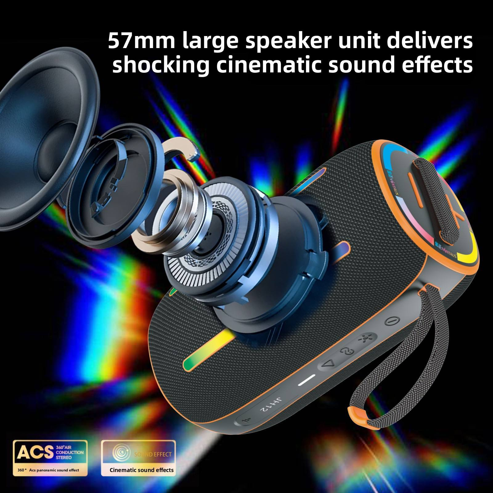 New Style  Portable USB Multi-functional Wireless RGB Lights Speaker Waterproof Computer Desktop Outdoor Sports Party Sound Box