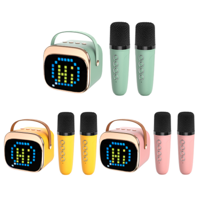 Portable Karaoke Speaker with Dual Wireless Microphones and LED Display