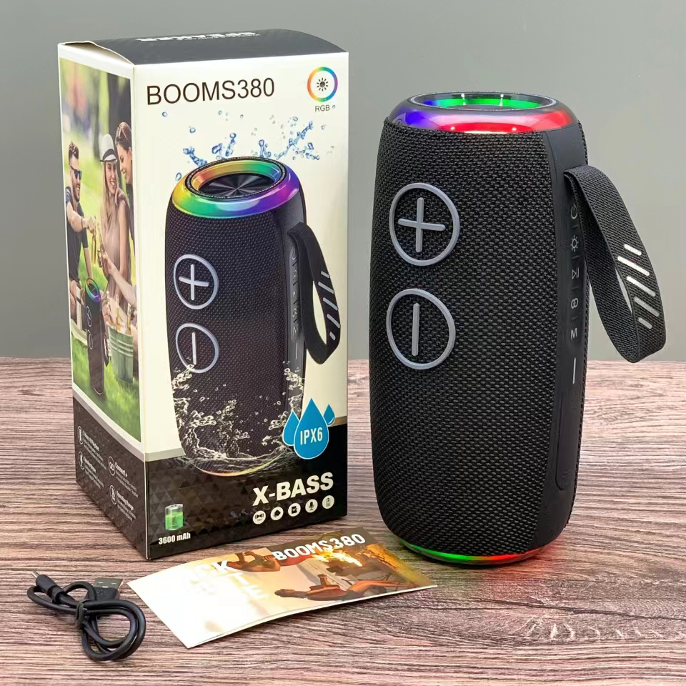 Smarts Waterproof Fabric Wireless Speaker Stereo Bass 3D Woofer RGB LED Light Portable Speaker for Outdoor Use