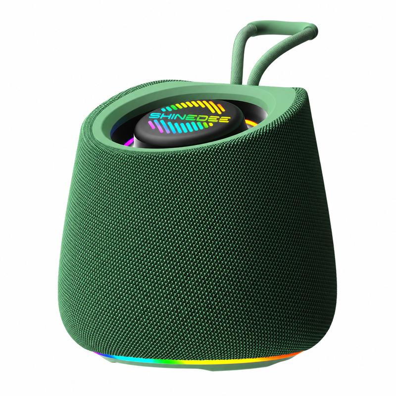 Portable Bluetooth Speaker 5W with RGB Light, 1200mAh Battery, TF Card & Hands-Free Call, Fabric Design with Carry Handle for Outdoor Camping