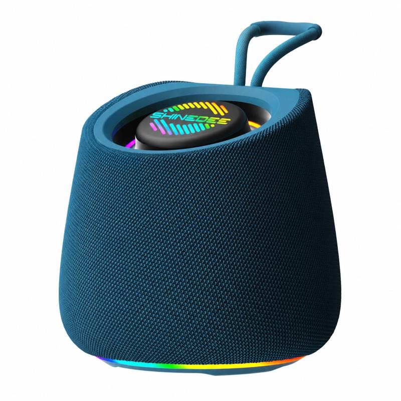 Portable Bluetooth Speaker 5W with RGB Light, 1200mAh Battery, TF Card & Hands-Free Call, Fabric Design with Carry Handle for Outdoor Camping