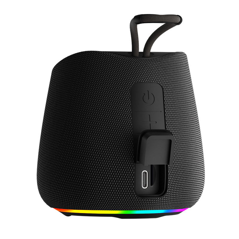 Portable Bluetooth Speaker 5W with RGB Light, 1200mAh Battery, TF Card & Hands-Free Call, Fabric Design with Carry Handle for Outdoor Camping