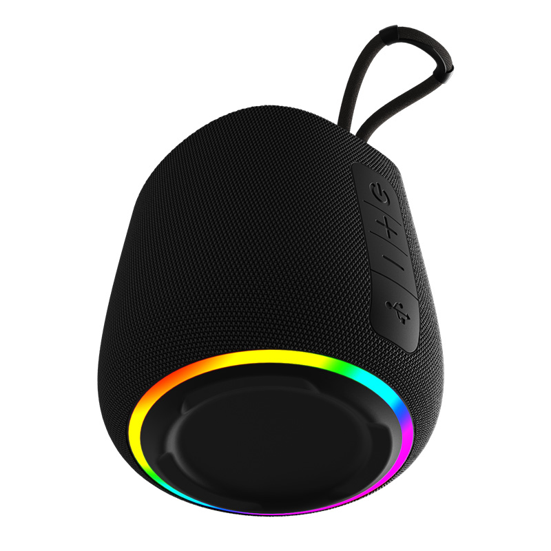 Portable Bluetooth Speaker 5W with RGB Light, 1200mAh Battery, TF Card & Hands-Free Call, Fabric Design with Carry Handle for Outdoor Camping