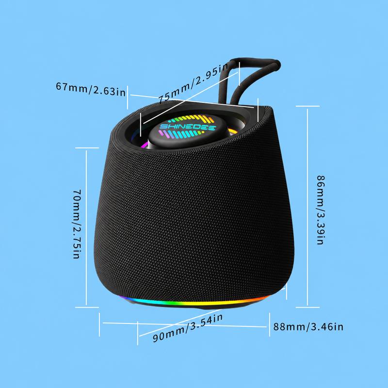 Portable Bluetooth Speaker 5W with RGB Light, 1200mAh Battery, TF Card & Hands-Free Call, Fabric Design with Carry Handle for Outdoor Camping
