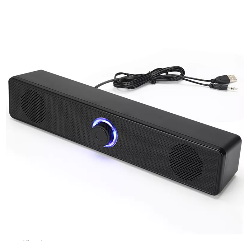 Popular OEM Wholesale Laptop Desktop Audio Woofer USB Computer Stereo Wired Blue Lights Soundbar Speaker Low-cost Manufacturers （SP-310）
