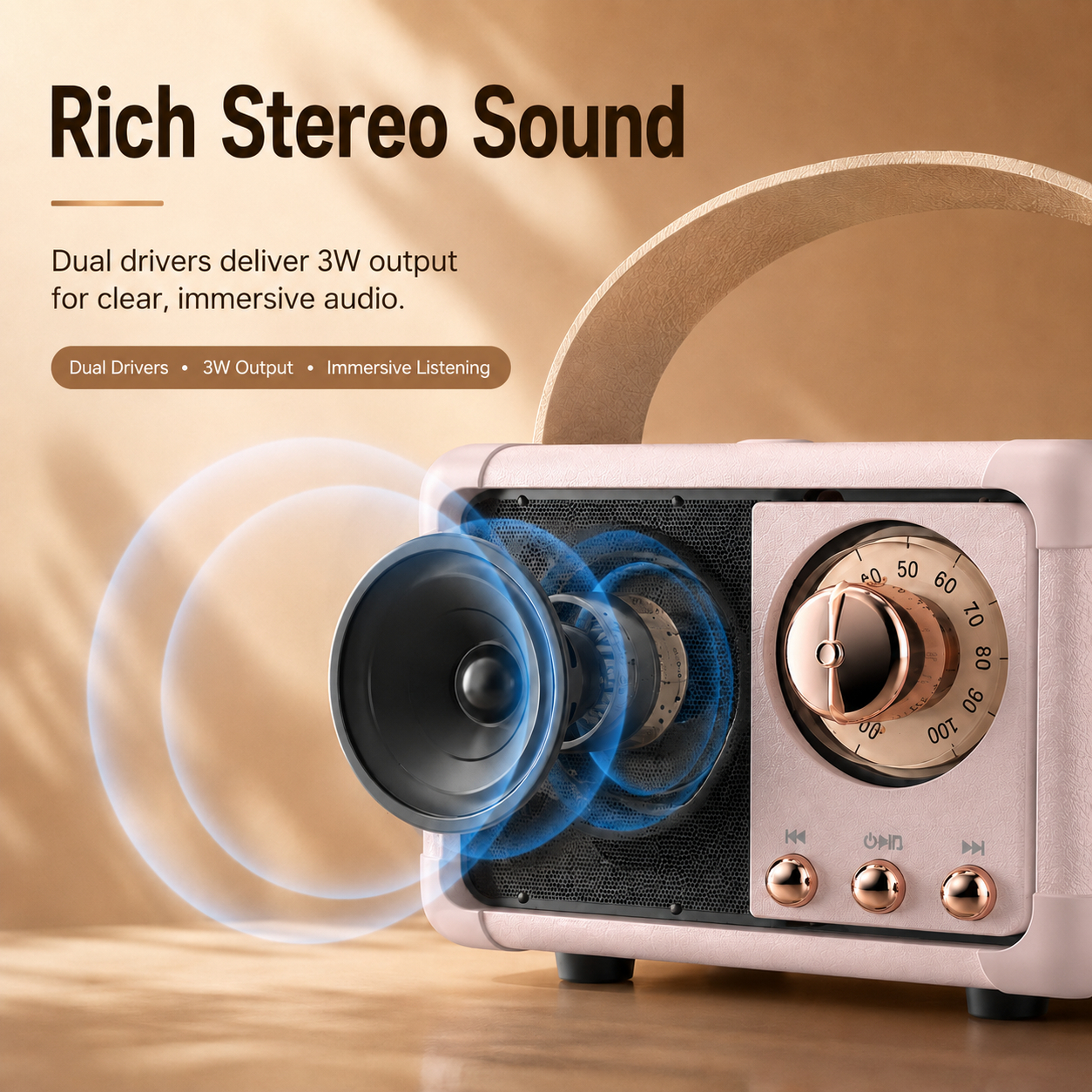 Compact Vintage Karaoke Bluetooth Speaker, Portable Handle Design, Supports Audio Output for Home Decor & Music