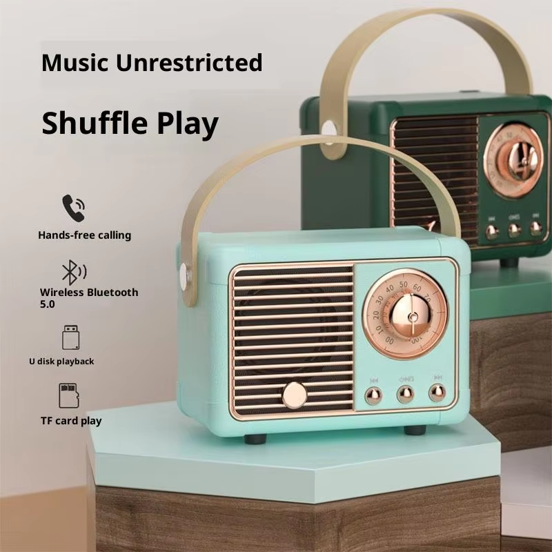 Compact Vintage Karaoke Bluetooth Speaker, Portable Handle Design, Supports Audio Output for Home Decor & Music