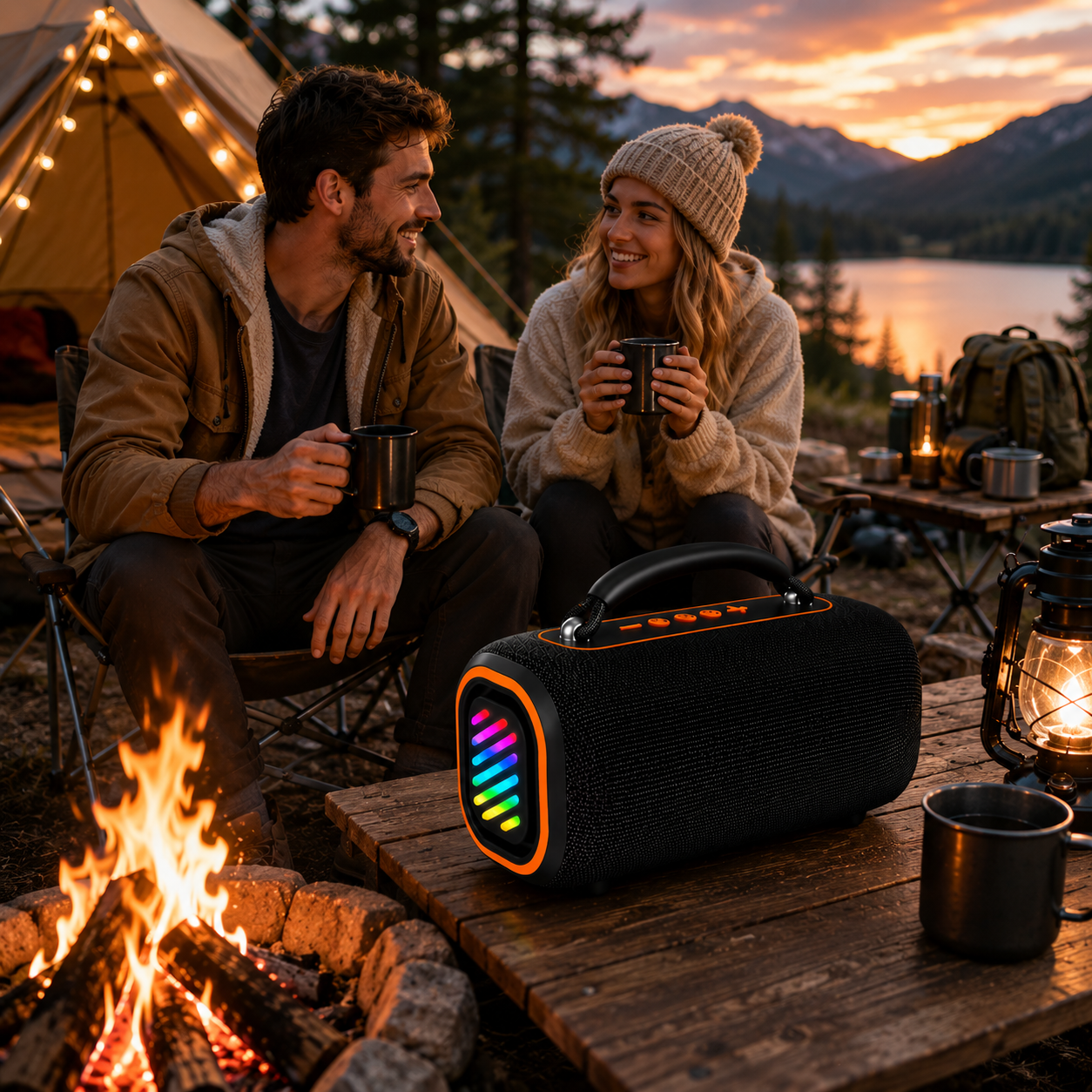 50W Black IPX 5 Water Resistance Bluetooth Wireless Portable Speaker with RGB Light （SP-600）  OEM Manufacturer