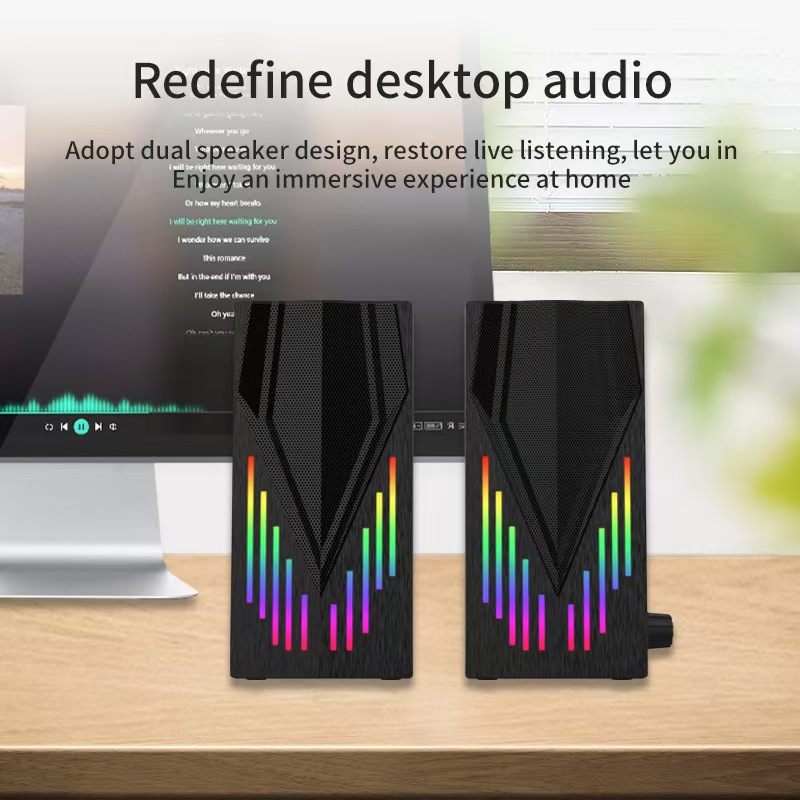 Custom Open Desktop Office PC Computer Gaming Case Casing Cabinet Stereo Box Case Table Support Customized DJ Special Speaker