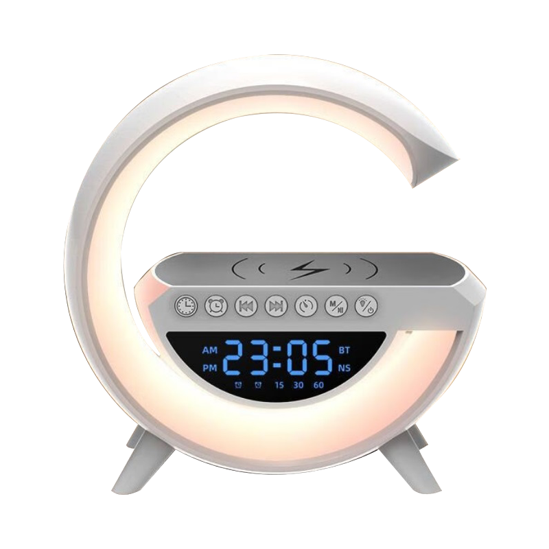 RGB Bluetooth Alarm Clock Speaker with Wireless Charging and LED Light