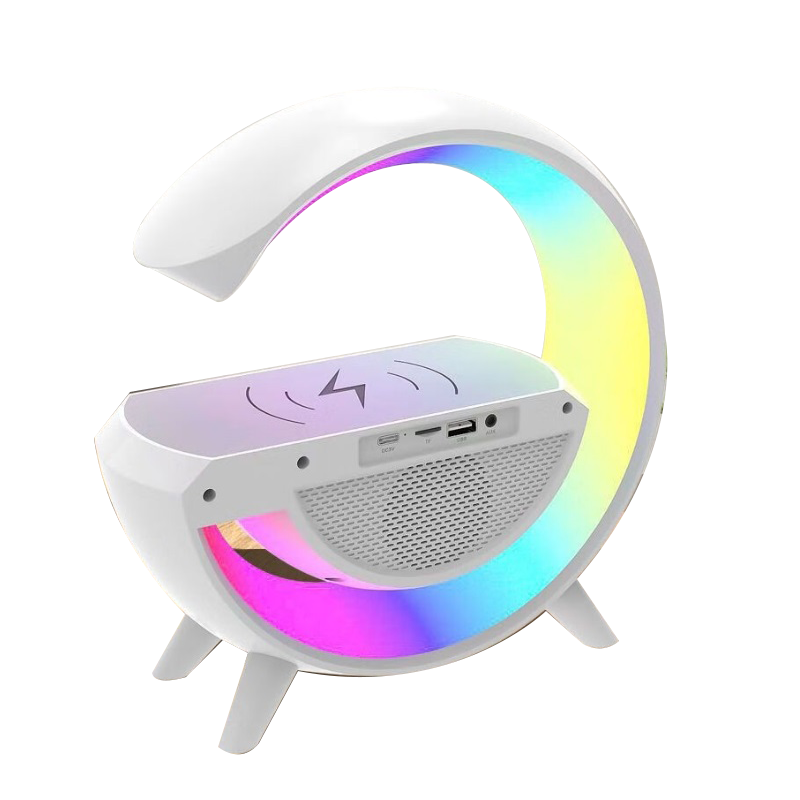 RGB Bluetooth Alarm Clock Speaker with Wireless Charging and LED Light
