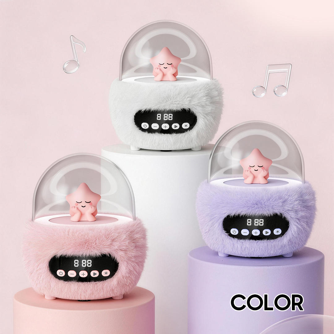 Cute Star Night Light Bluetooth karaoke Speaker with Digital Display and Soft Plush Design （SP-9016）