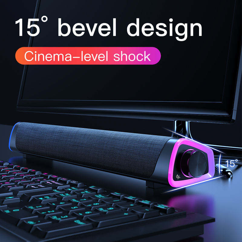 Hot Selling Big Sound 10W Power Bass Creative Hifi Wireless Stereo Music Surround Subwoofer PC Wired Loudspeakers with RGB Light