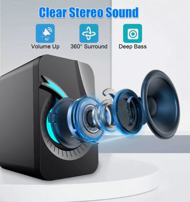 RGB Gaming Desktop Speakers with LED Light and line control, USB Powered Computer Speakers for PC Gaming  （SP-6609）