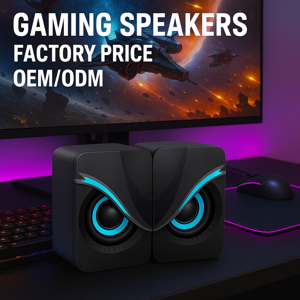 RGB Gaming Desktop Speakers with LED Light and line control, USB Powered Computer Speakers for PC Gaming  （SP-6609）